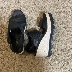 SOREL Black Wedge Sandals
